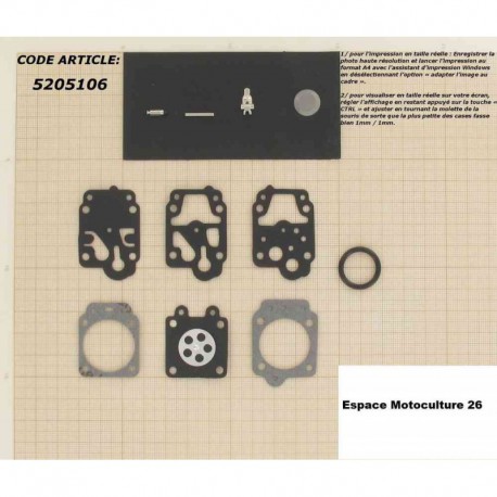 Kit de réparation et membrane pour carburateur Walbro WY