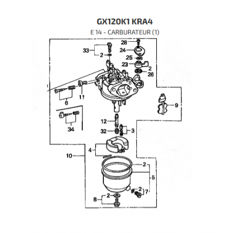 Carburateur d'origine pour moteur HONDA GX120 / GX120K1