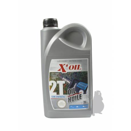 Bidon de 2 litres d'huile 2 temps Semi-synthèse X'OIL - tronçonneuse -  débroussailleuse - taille-haie - souffleur