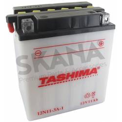 Batterie plomb TASHIMA 12V, 11A. L: 135, L: 90, H:155mm, + à droite pour motos